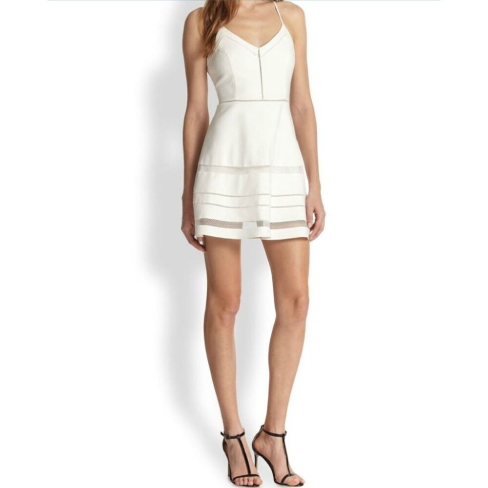 Parker Cotton Blend Summer Dress Ivory Flirty Boho Fit & Flare Mini Dress | SZ M